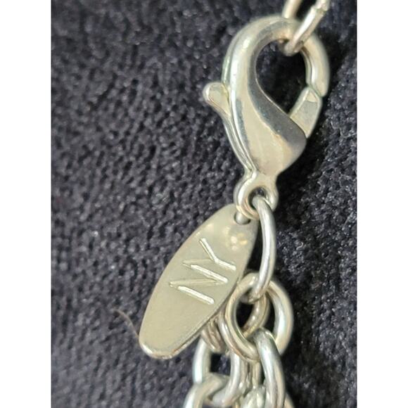 NY Two-Tone Silver and Yellow Crystal Bead Necklace with Chunky Chain - Picture 6 of 6